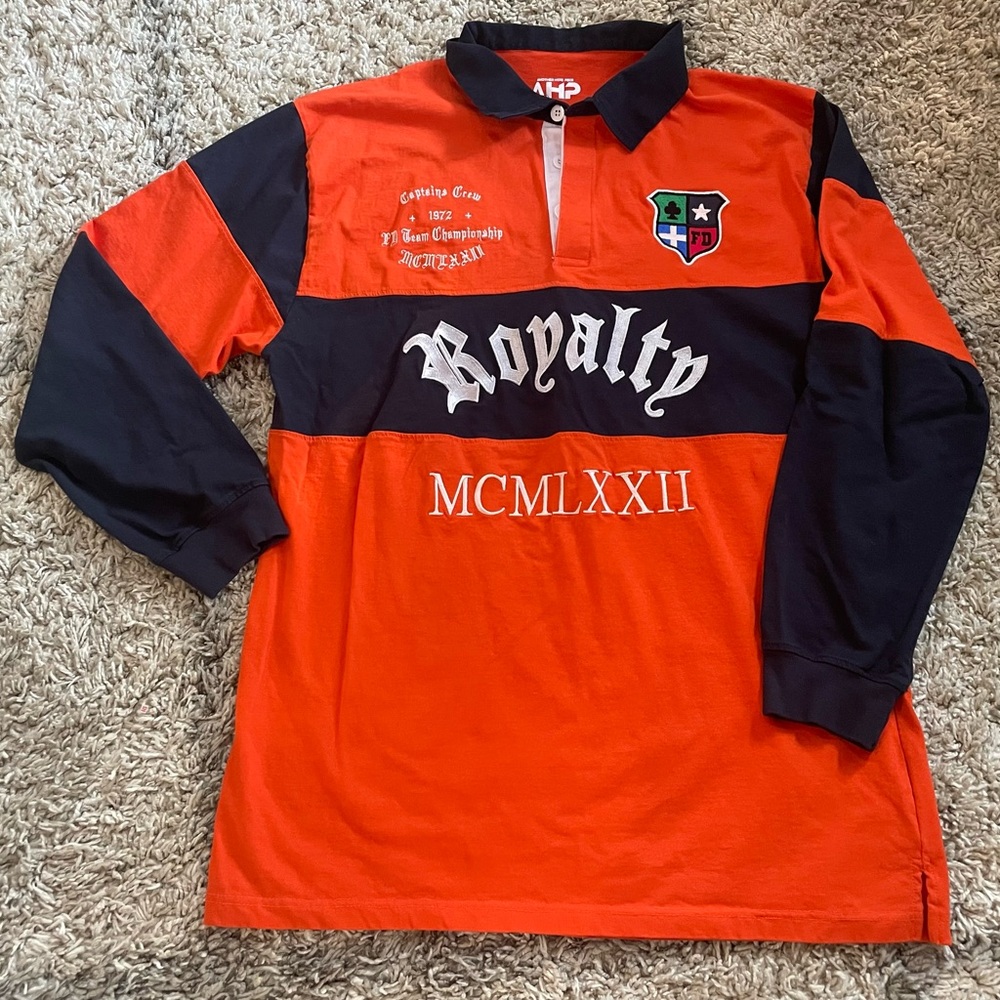 Mens AHP Another Hype Piece Royalty Long Sleeve Rugby Polo Casual Shirt 5X 5XL
